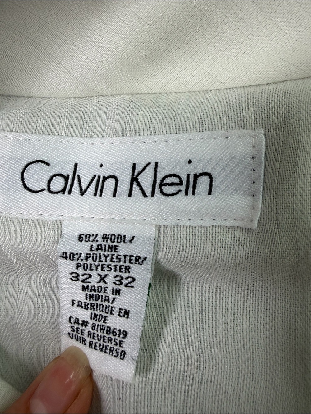 Calvin Klein Grey Plaid Wool Blend Dress Pants 32x32 - Picture 9 of 10